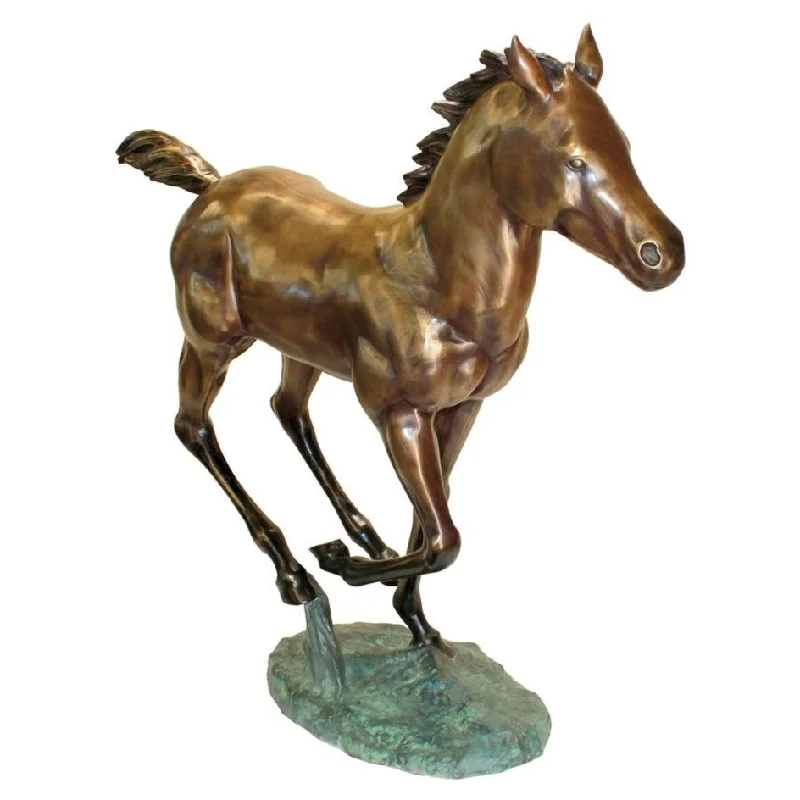 Design Toscano Galloping Horse Foal Cast Bronze Garden Statue