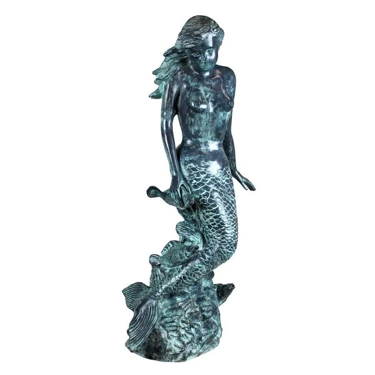 Design Toscano Goddess of the Sea, Mermaid of the Isles Spitting Bronze Garden Statue