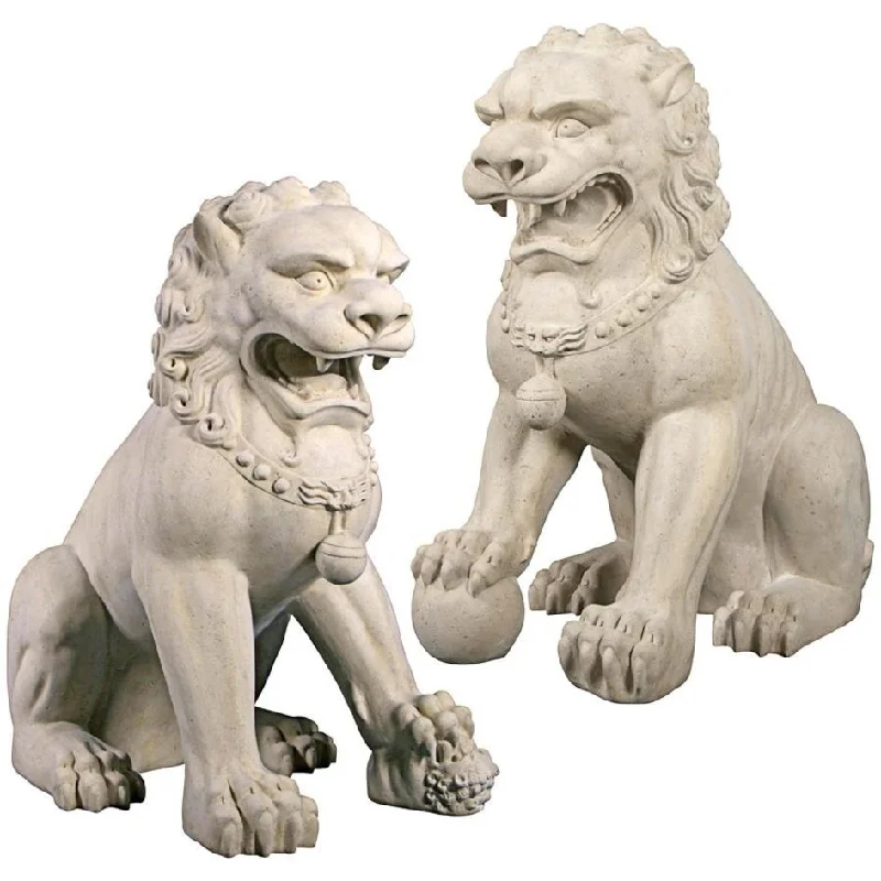 Design Toscano Grand Palace Chinese Lion Foo Dog Statues: Set of Male & Female (alone)