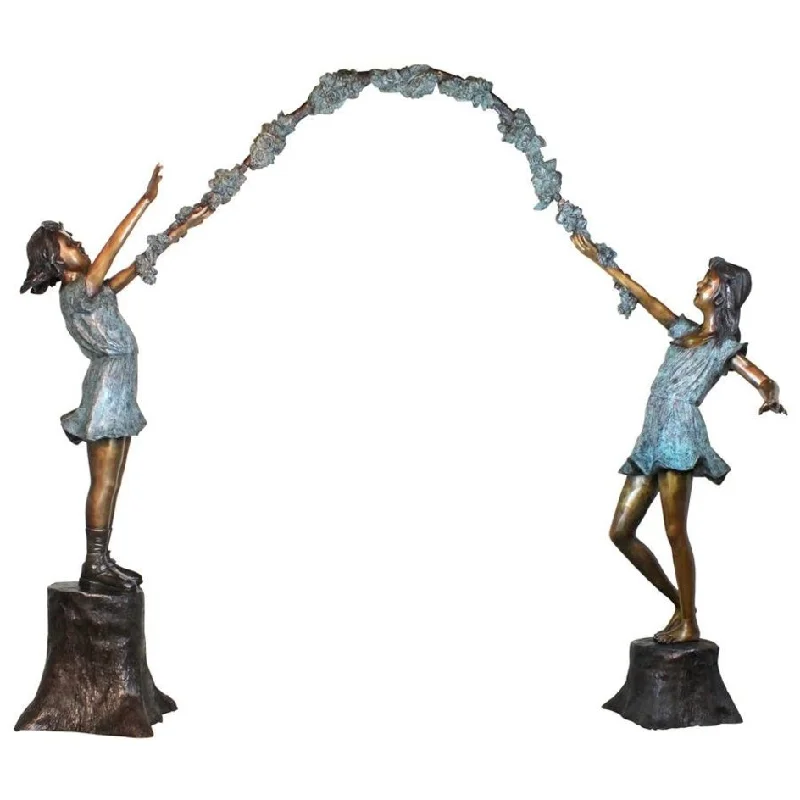 Design Toscano Grand Scale Flower Arbor Kids Cast Bronze Garden Statue