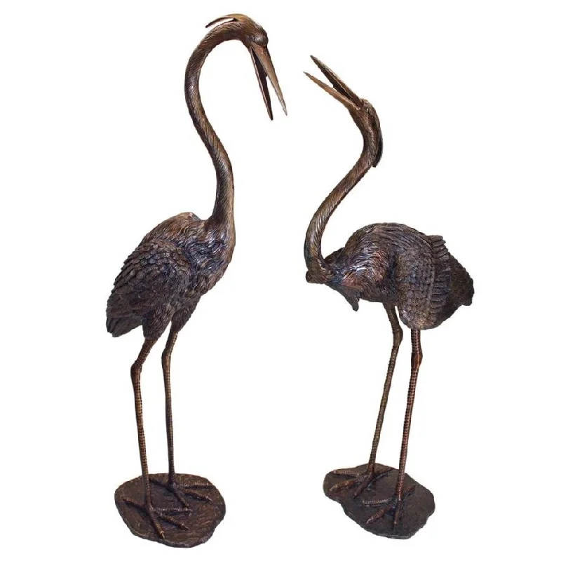 Design Toscano Grande Heron Cast Bronze Garden Statue Set