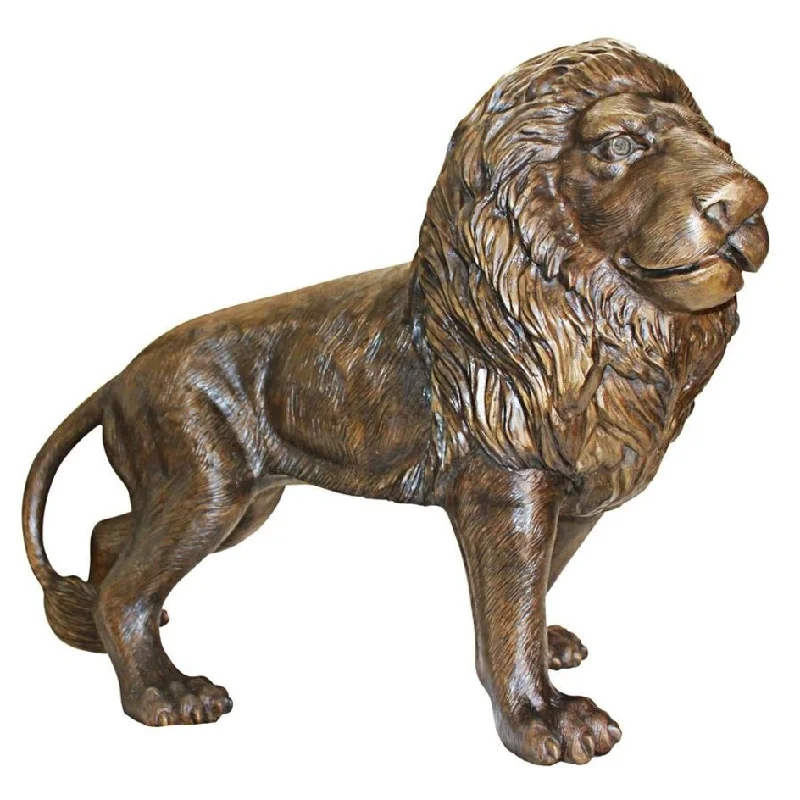 Design Toscano Guardian Lion Cast Bronze Garden Statue: Right Foot Forward