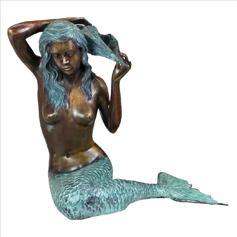 Design Toscano Mermaid of the Isle of Capri Piped Bronze Garden Statue: Large