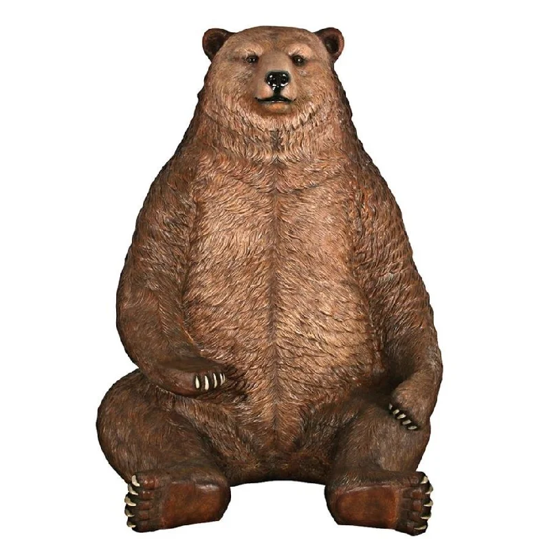 Design Toscano Sitting Pretty Oversized Brown Bear Statue with Paw Seat