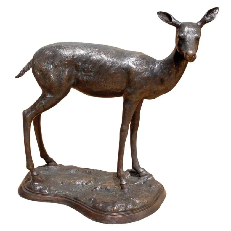 Design Toscano Standing Mother Doe Deer Cast Bronze Garden Statue