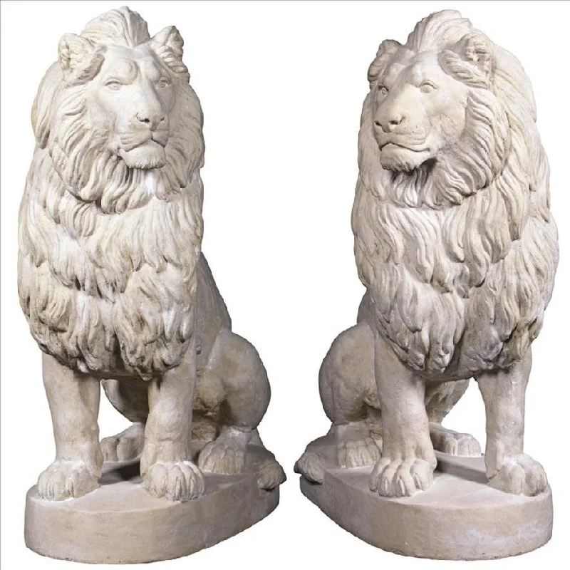 Design Toscano Stately Chateau Lion Sentinel Garden Statues: Set of Left and Right