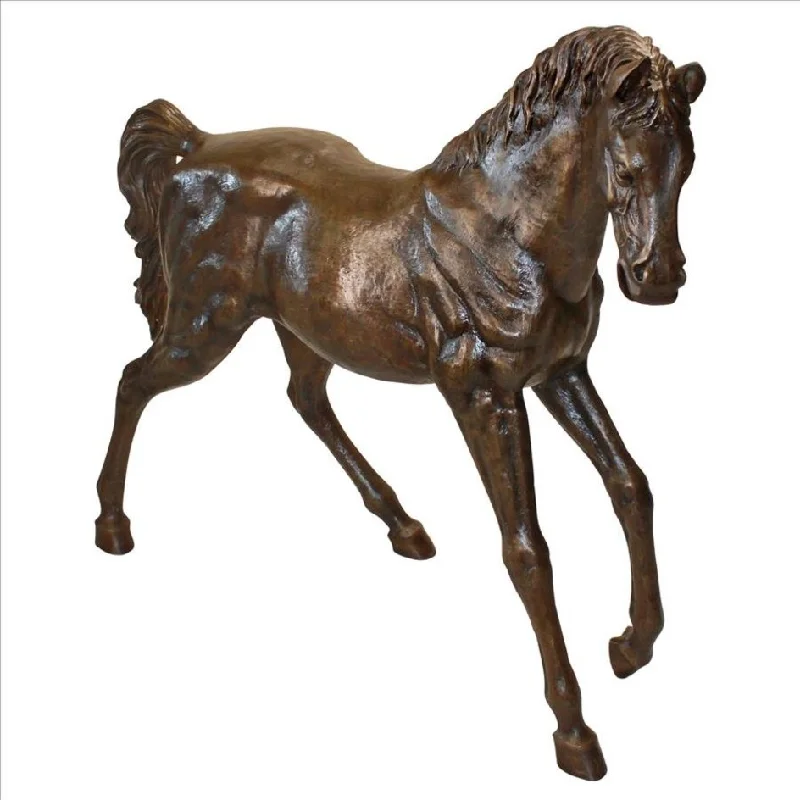 Design Toscano Trotting Thoroughbred Horse Cast Bronze Garden Statue