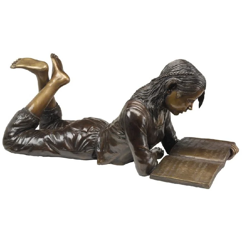 Design Toscano Young Scholar Reading Girl Bronze Garden Statue