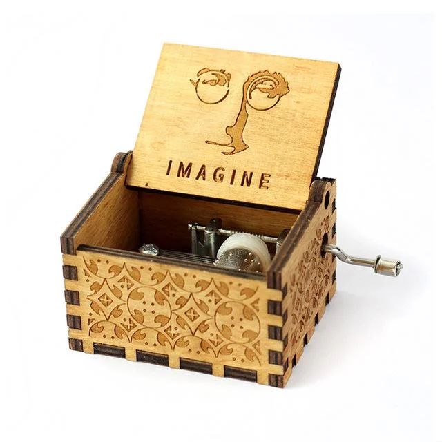 Engraved wooden music box John Lennon-Imagine