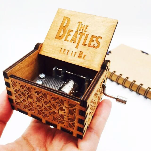 Engraved wooden music box The Beatles-Let It Be