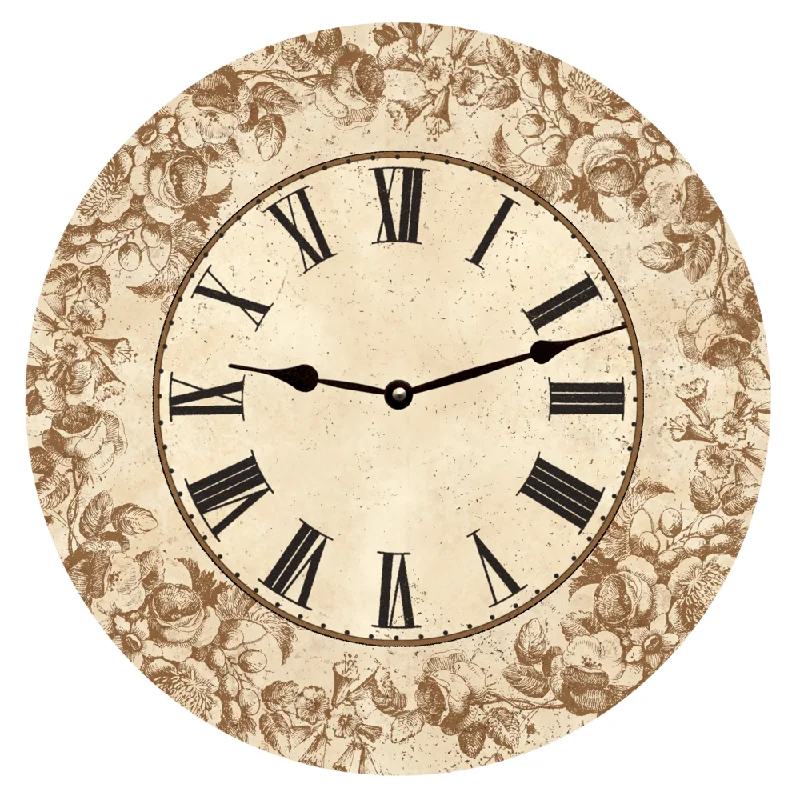 Floral Golden Toile Clock- Floral Toile Wall Clock