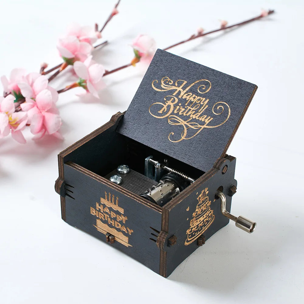 Happy Birthday Wooden Handcrafted Music box (Black)