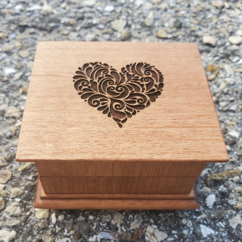 Heart Music box with heart engraved on top, choose color and song, personalize