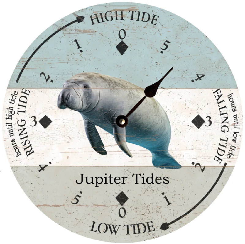 Manatee Tide Clock- Tide Tracker Clock- Beach Tide Wall Clock