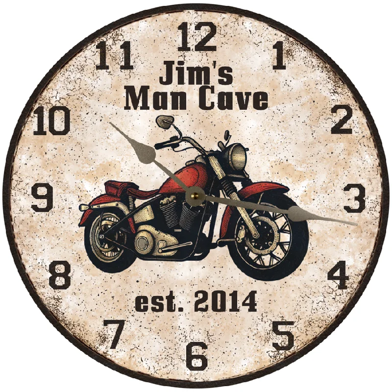 Motorcycle Clock with Custom Wording- Unique Motorcycle Clock