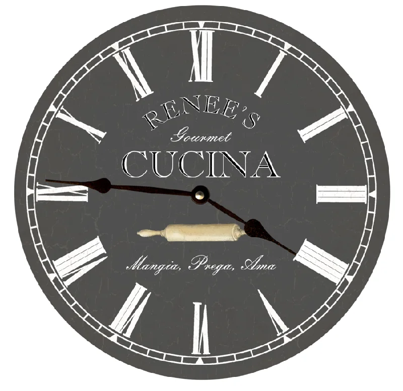 Personalized Cucina Clock- Gray Cucina Clock- Kitchen Clock