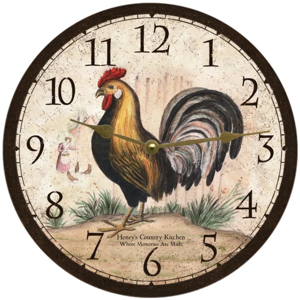 Personalized Rustic Rooster Clock- Personalized Rooster Clock