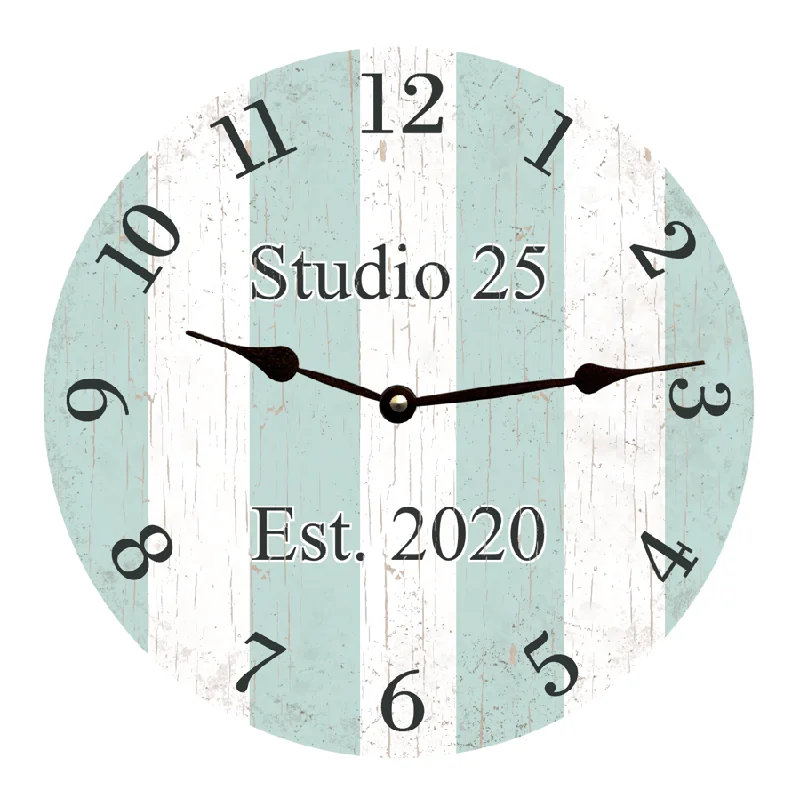 Personalized Striped Aqua Clock