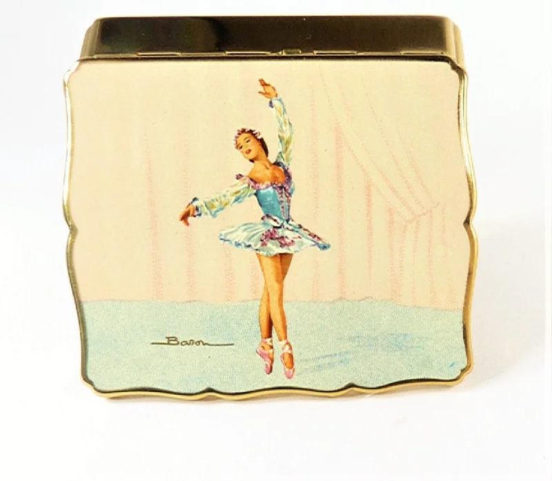 Rare Stratton BALLET THEMED Musical Powder Box Svetlana Beriosova 1950s