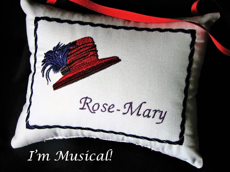 Red Hat Music Box Pillow -- Personalized Embroidered MUSICAL Keepsake