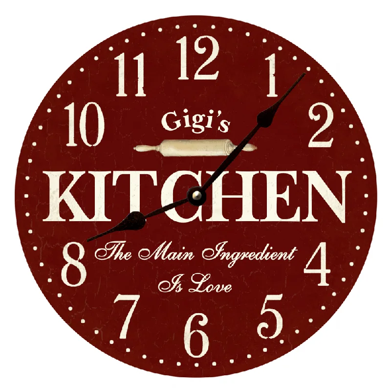 Red Kitchen Clock- Personalized Kitchen Clock