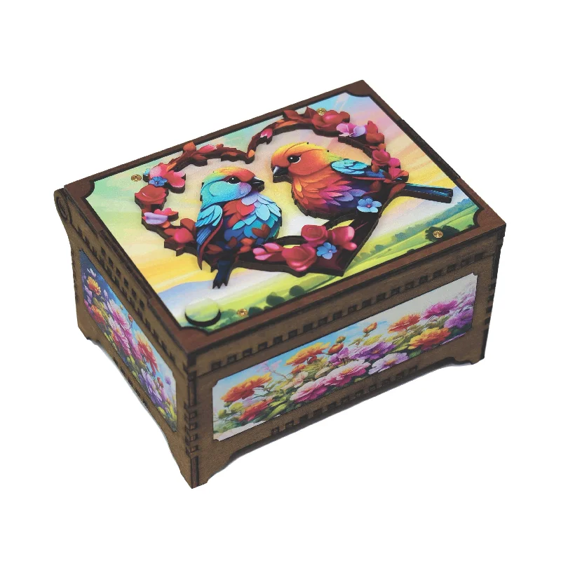 Colorful Lovebirds Music Box