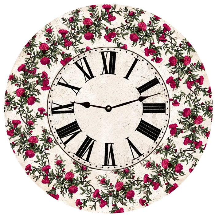 Rustic Flower Clock- Wall Clock