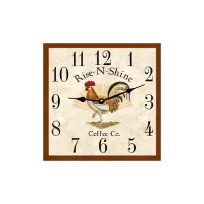 Square Rooster Clock- Farmhouse Kitchen Clock