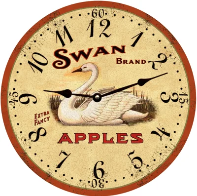 Swan Clock- Apple Clock- Kitchen Clock