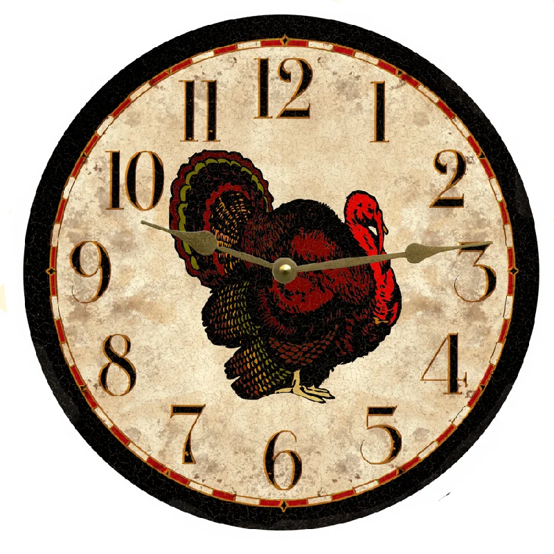 Thanksgiving Clock- Turkey Clock- Fall Wall Clock