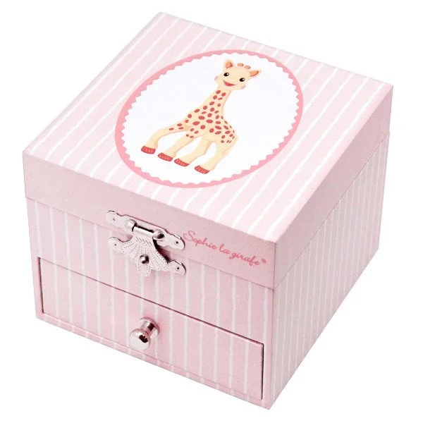 Trousselier Photoluminescent Music Box Sophie the Giraffe Navy Pink - Glow in dark