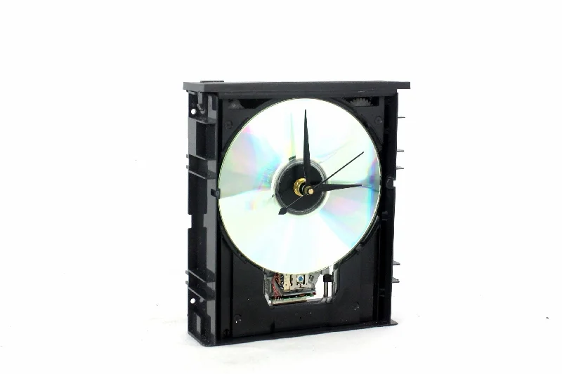 Upcycled Black & Silver DVD Drive Clock Tower  - Modern Desk Clock - Gift for geeks - gift for IT