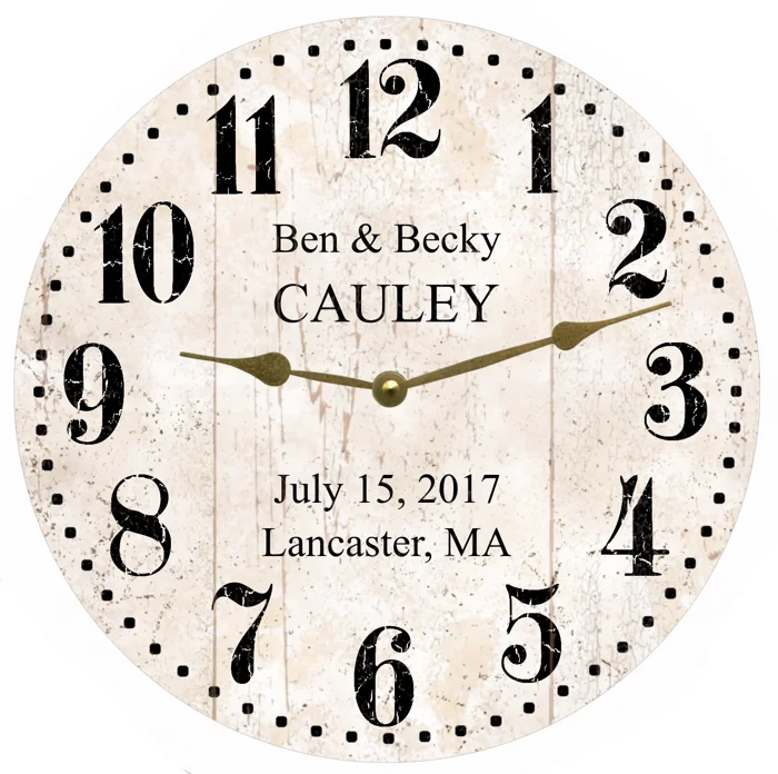 White Rustic Clock- Personalized Anniversary Clock