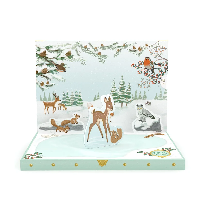 Winter Woodland Music Box Card Novelty Dancing Musical Christmas Card