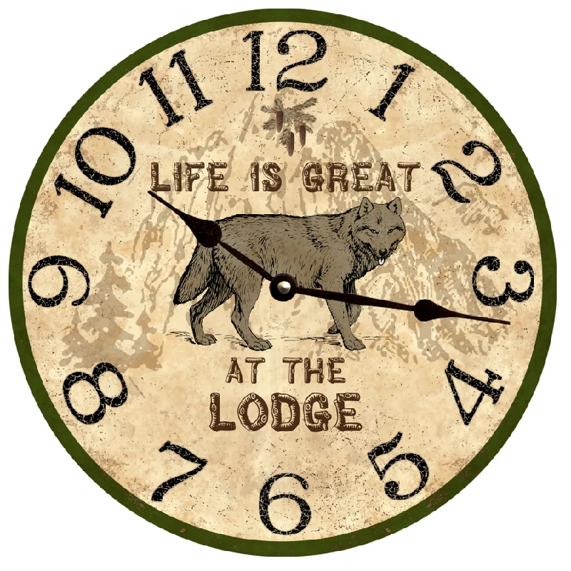 Wolf Clock- Personalized Wolf Clock- Lodge Clock