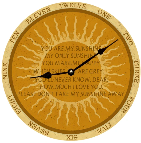 You Are My Sunshine Clock- Nursery Room Clock- You Are My Sunshine