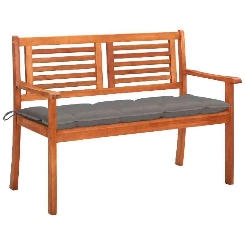 2-Seater Garden Bench with Cushion 47.2" Solid Eucalyptus Wood