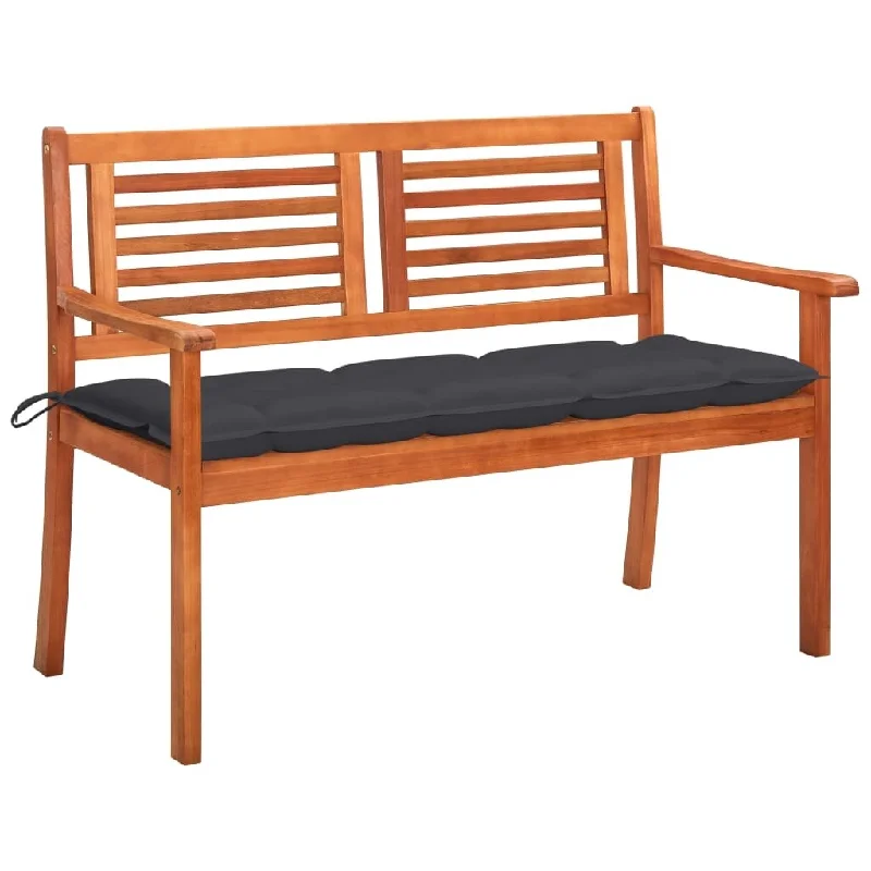 2-Seater Garden Bench with Cushion 47.2" Solid Eucalyptus Wood