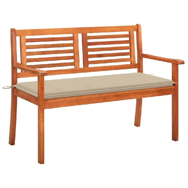 2-Seater Garden Bench with Cushion 47.2" Solid Eucalyptus Wood