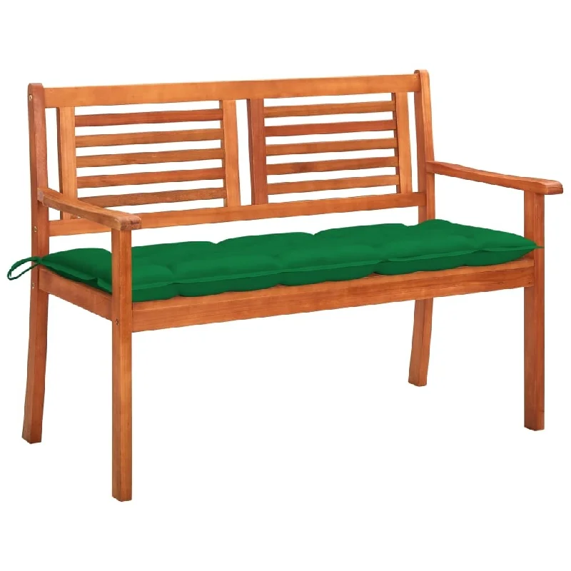 2-Seater Garden Bench with Cushion 47.2" Solid Eucalyptus Wood