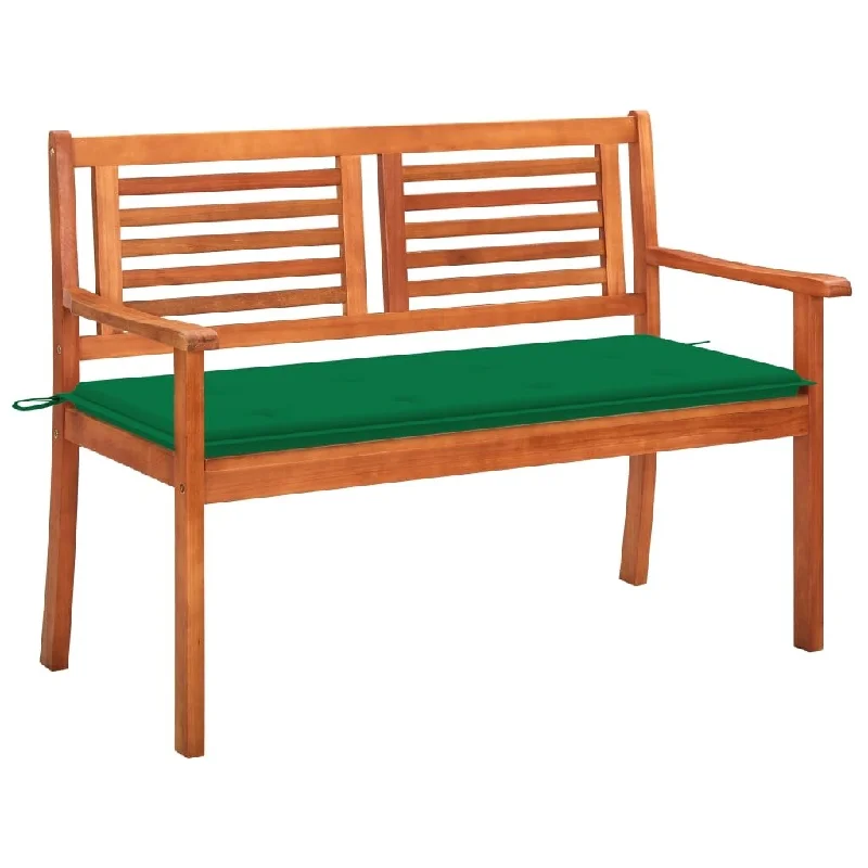 2-Seater Garden Bench with Cushion 47.2" Solid Eucalyptus Wood