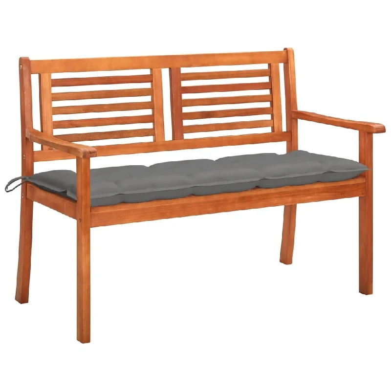 2-Seater Patio Bench with Cushion 47.2" Solid Eucalyptus Wood