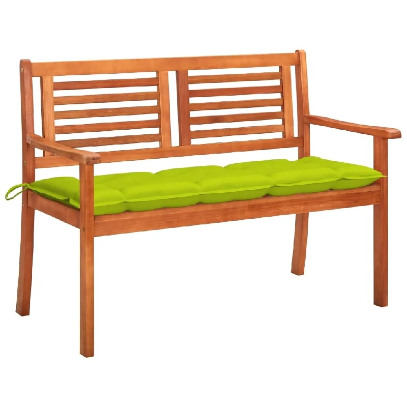 2-Seater Patio Bench with Cushion 47.2" Solid Eucalyptus Wood