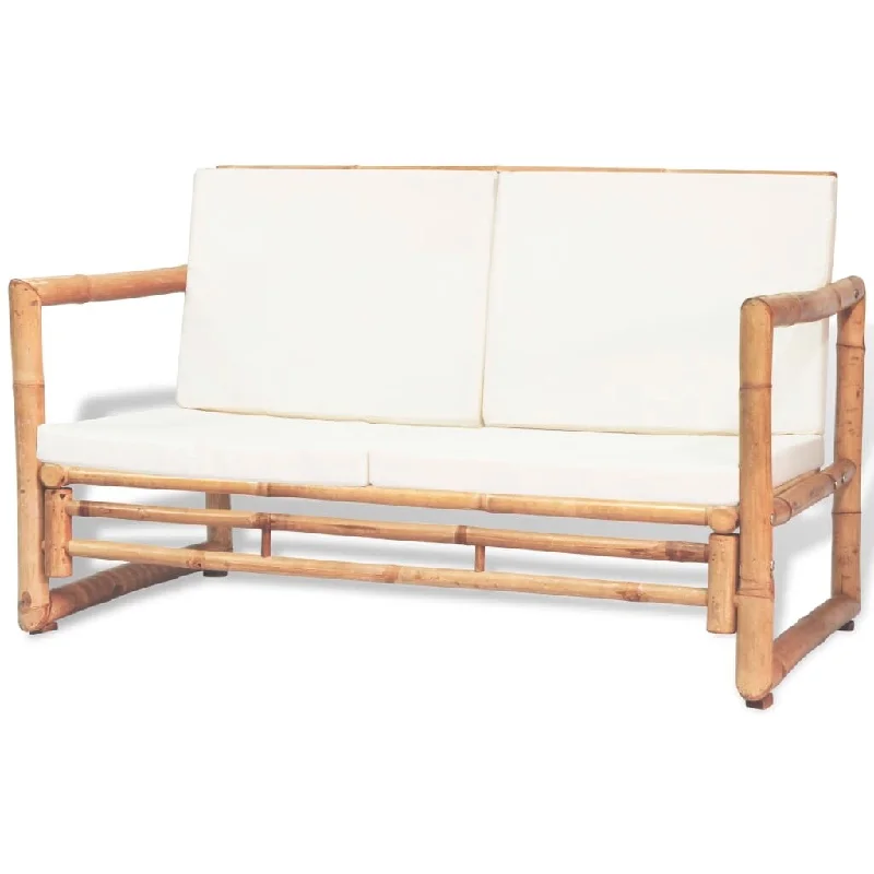 2 Seater Patio Sofa with Cushions Bamboo