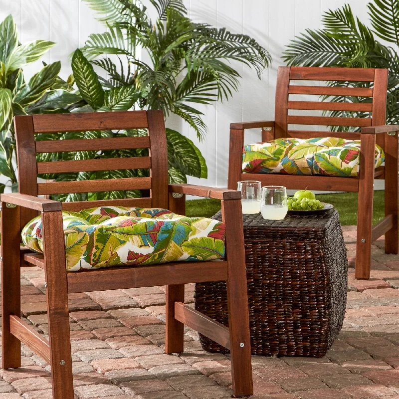 20-inch Outdoor Palm Leaves Chair Cushion (Set of 2)