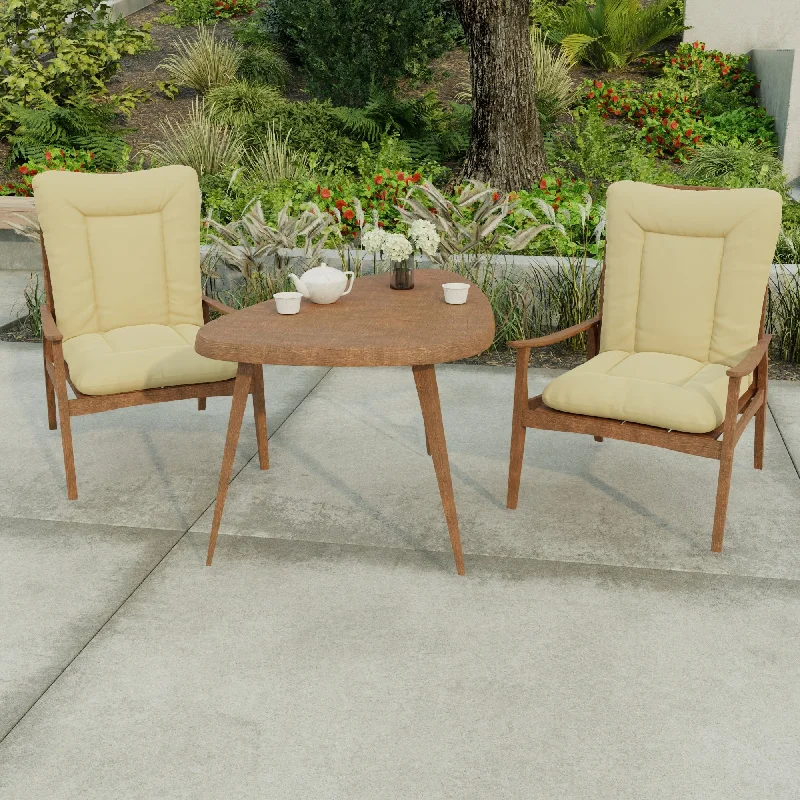 21" x 38" Beige Solid Outdoor Chair Cushion with Ties and Loop - 38'' L x 21'' W x 3.5'' H