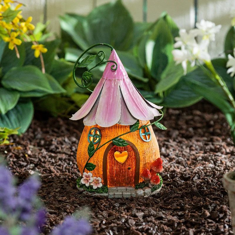 Lighted Purple Floral Fairy House