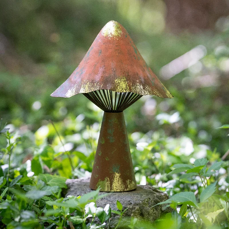 Terra Cotta Metal Mushroom Garden Statue