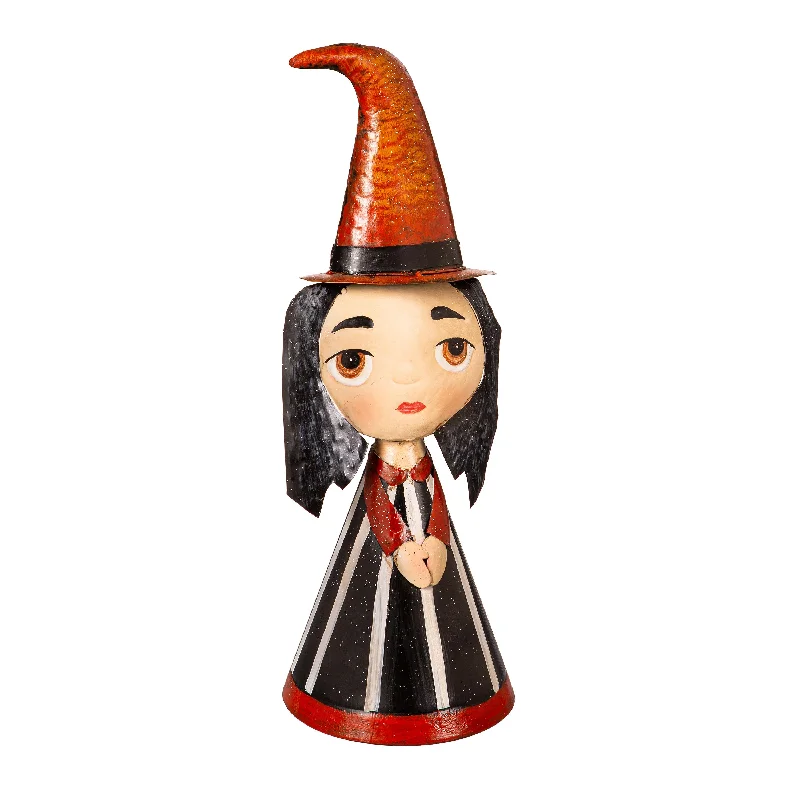 Metal Witch Statue with Orange Hat