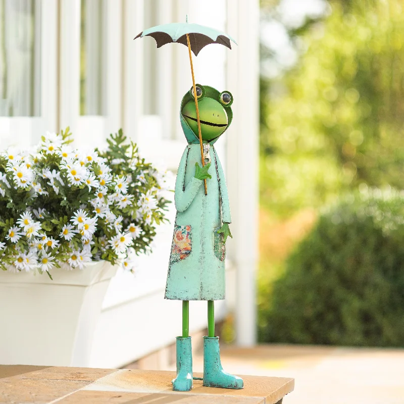 Metal Storybook Frog Garden Statue